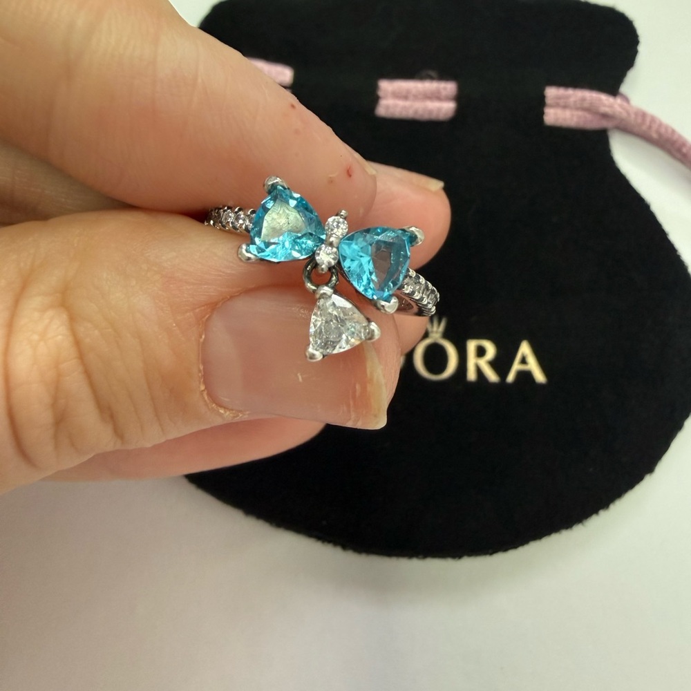 PANDORA Bridgerton Blue Bow Ring size 7